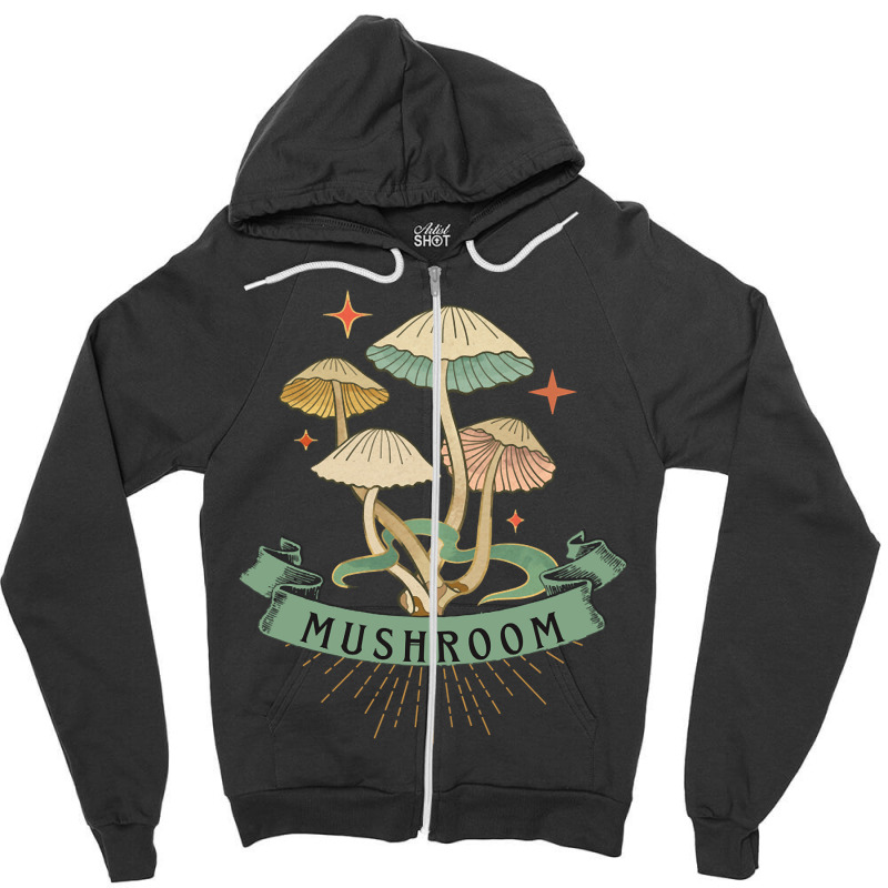 Artistshot Trending Colorful Vintage Mushroom Zipper Hoodie | Artistshot