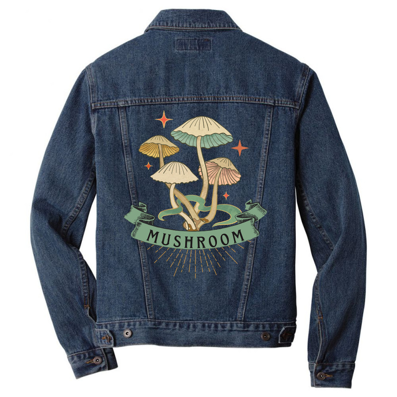 Artistshot Trending Colorful Vintage Mushroom Men Denim Jacket | Artistshot