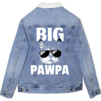 Black And White Cat Kitten Big Pawpa Unisex Sherpa-lined Denim Jacket | Artistshot