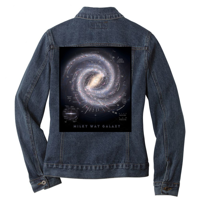 Milky Way Galaxy Map Ladies Denim Jacket by santospeter | Artistshot