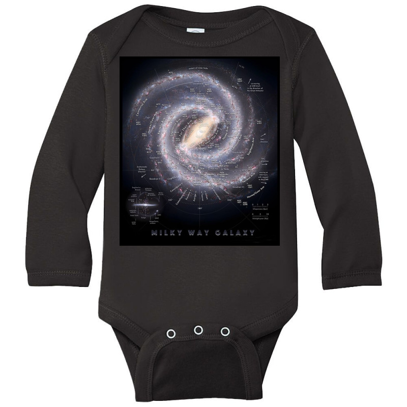 Milky Way Galaxy Map Long Sleeve Baby Bodysuit by santospeter | Artistshot