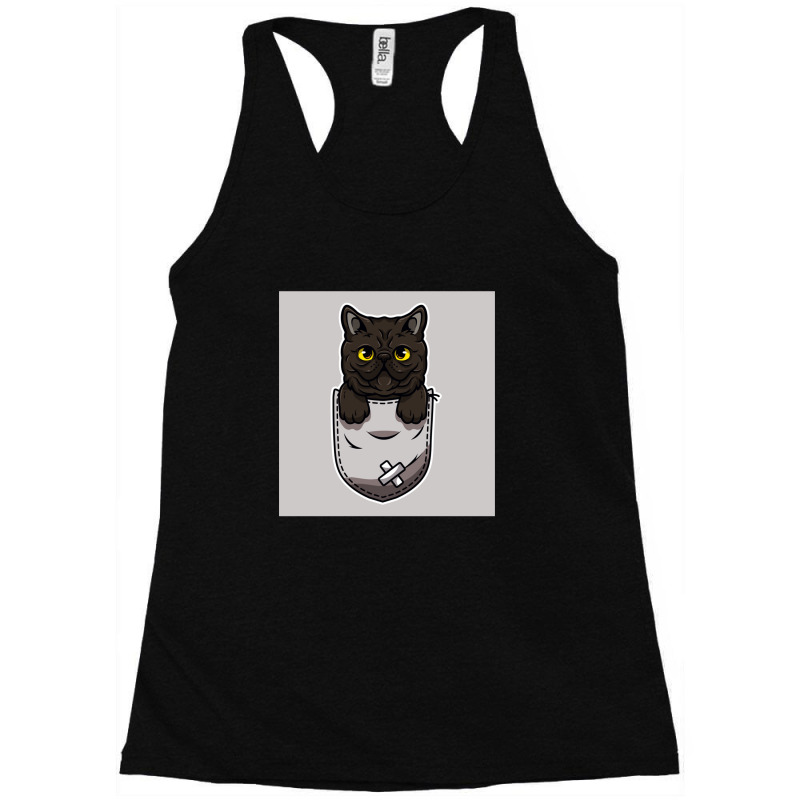 Cute Pet Cat Cartoon That Comes Out Pocket Pouch .png Racerback Tank by JamesLong | Artistshot