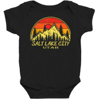 Vintage Salt Lake City Utah Ut Mountains Hiking Souvenir T Shirt Baby Bodysuit | Artistshot