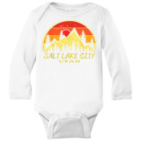 Vintage Salt Lake City Utah Ut Mountains Hiking Souvenir T Shirt Long Sleeve Baby Bodysuit | Artistshot