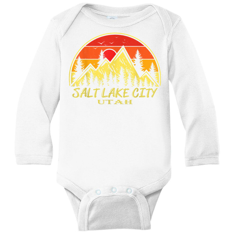 Vintage Salt Lake City Utah Ut Mountains Hiking Souvenir T Shirt Long Sleeve Baby Bodysuit | Artistshot