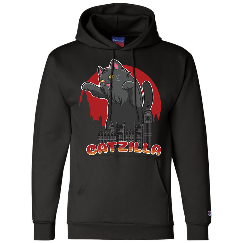 Trending Catzilla Playing On The City Building Champion Hoodie | Artistshot