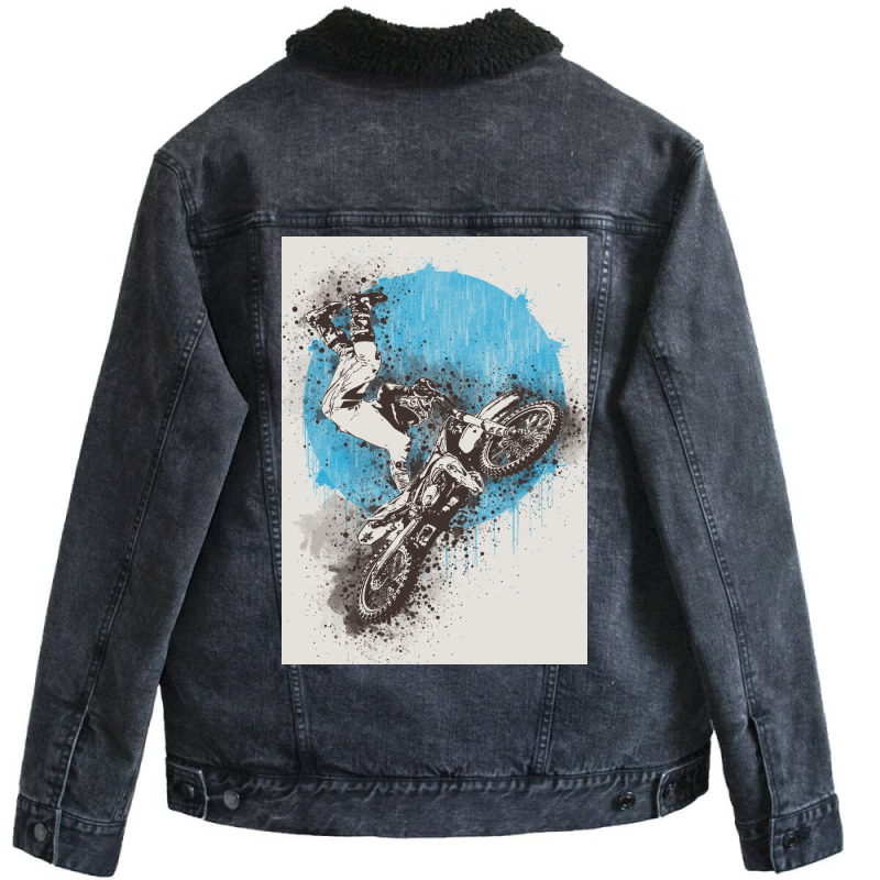 Motocross Extreme Sport Unisex Sherpa-lined Denim Jacket | Artistshot