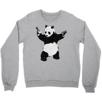 Banksy Armed Panda With Guns Green Crewneck Sweatshirt | Artistshot