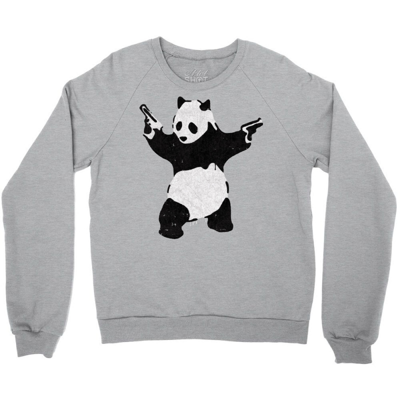 Banksy Armed Panda With Guns Green Crewneck Sweatshirt by zwicklruhsanw | Artistshot