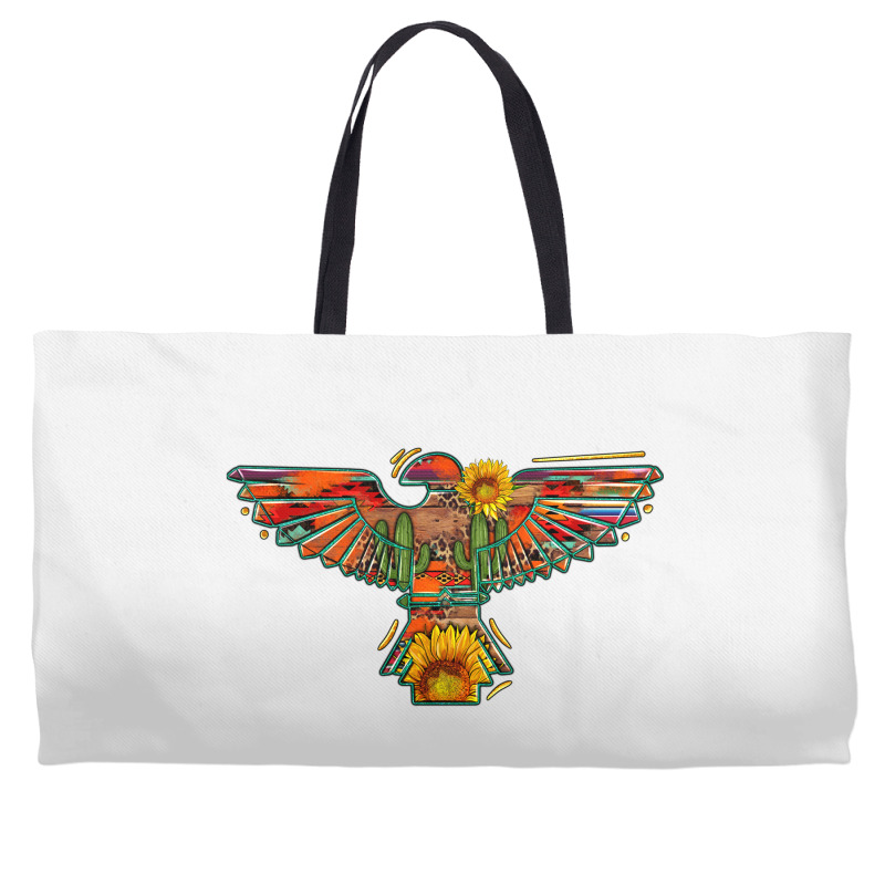 Thunderbird  Wild Soul With Sunflower Serape Aztec Weekender Totes | Artistshot