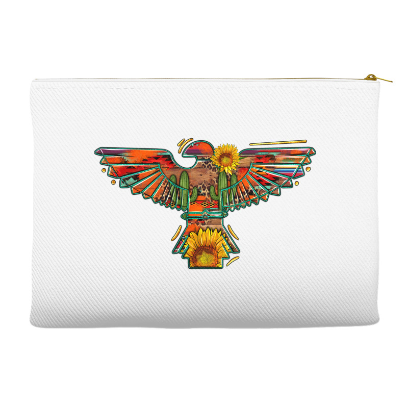 Thunderbird  Wild Soul With Sunflower Serape Aztec Accessory Pouches | Artistshot