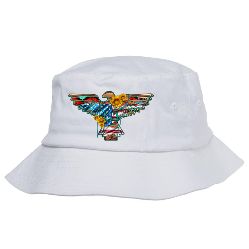 Thunderbird With Usa Flag And Sunflowers Bucket Hat | Artistshot