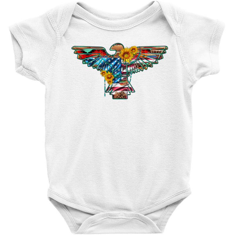 Thunderbird With Usa Flag And Sunflowers Baby Bodysuit | Artistshot