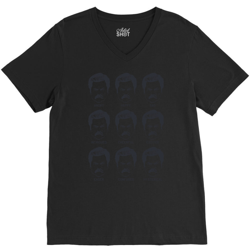 Ron Swanson Emotions Parks And Recreation Nostalgia V-Neck Tee by arjazjenniav | Artistshot