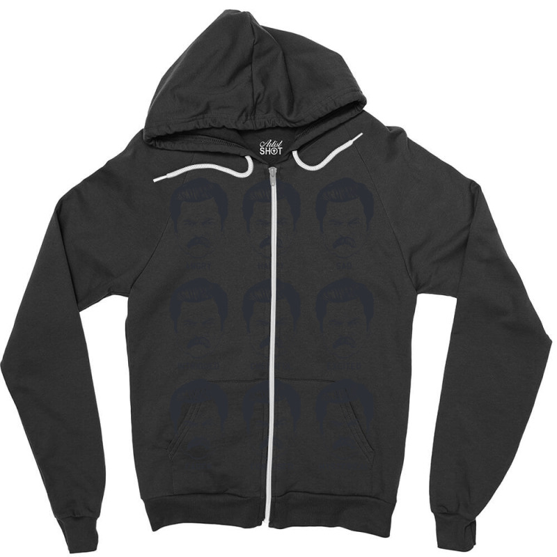 Ron Swanson Emotions Parks And Recreation Nostalgia Zipper Hoodie by arjazjenniav | Artistshot