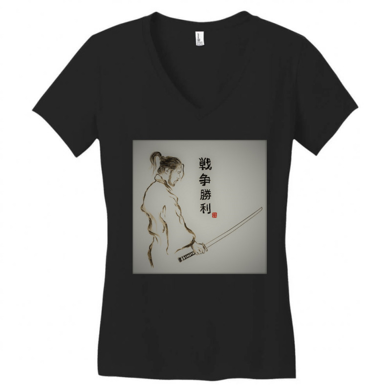 Samurai Sword. Women's V-Neck T-Shirt by apolitery | Artistshot