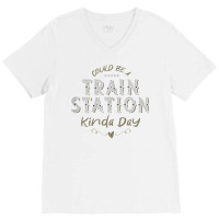 Womens Could Be A Train Station Kinda Day, Vintage Country Music T Shi V-neck Tee | Artistshot