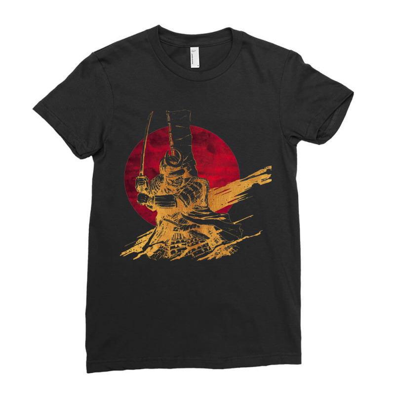 Samurai Warrior Japanese Design Ladies Fitted T-Shirt by apolitery | Artistshot