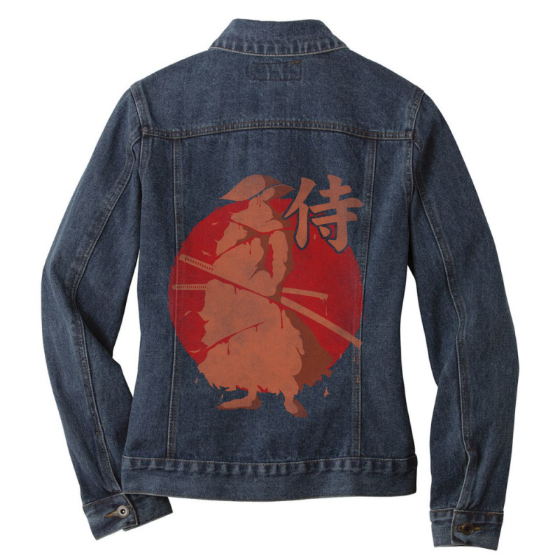 Samurai Warrior Ladies Denim Jacket by apolitery | Artistshot