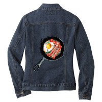 Bacon And Sunny Side Up Eggs  Breakfast Pan Of Bacons, Egg And Ladies Denim Jacket | Artistshot