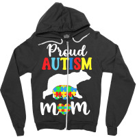 Autism Awareness T  Shirt Womens Proud Autism Mom Puzzle Autism Awaren Zipper Hoodie | Artistshot