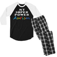 Autism Day T  Shirt My Superpower Autism Design Idea For Autism Day Men's 3/4 Sleeve Pajama Set | Artistshot