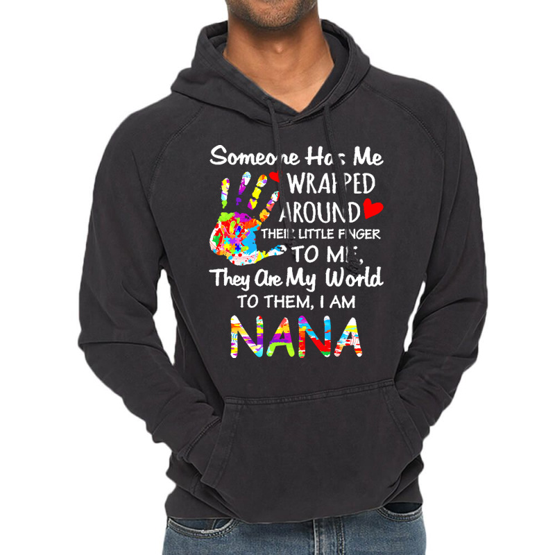 Autism Nana T  Shirt Wrapped Around Their Little Finger Autism Nana T Vintage Hoodie by vmcdermott132 | Artistshot