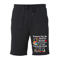 Autism Nana T  Shirt Wrapped Around Their Little Finger Autism Nana T Fleece Short | Artistshot