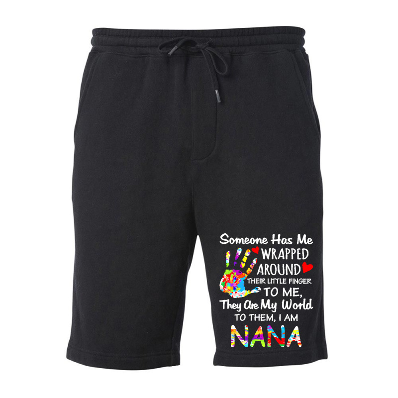 Autism Nana T  Shirt Wrapped Around Their Little Finger Autism Nana T Fleece Short by vmcdermott132 | Artistshot