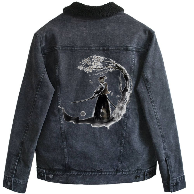 Samurai Warrior 8 Unisex Sherpa-Lined Denim Jacket by apolitery | Artistshot