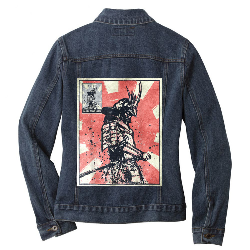 Samurai Warrior Duvet Covers Ladies Denim Jacket by apolitery | Artistshot