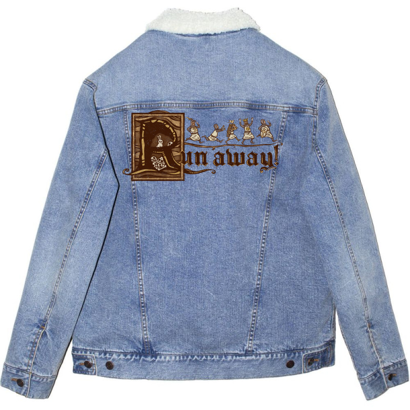 Run Away Quote Unisex Sherpa-Lined Denim Jacket by jarleyletaifw | Artistshot