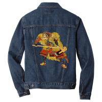 Samurai Warrior With Ax Crackle Texture Men Denim Jacket | Artistshot