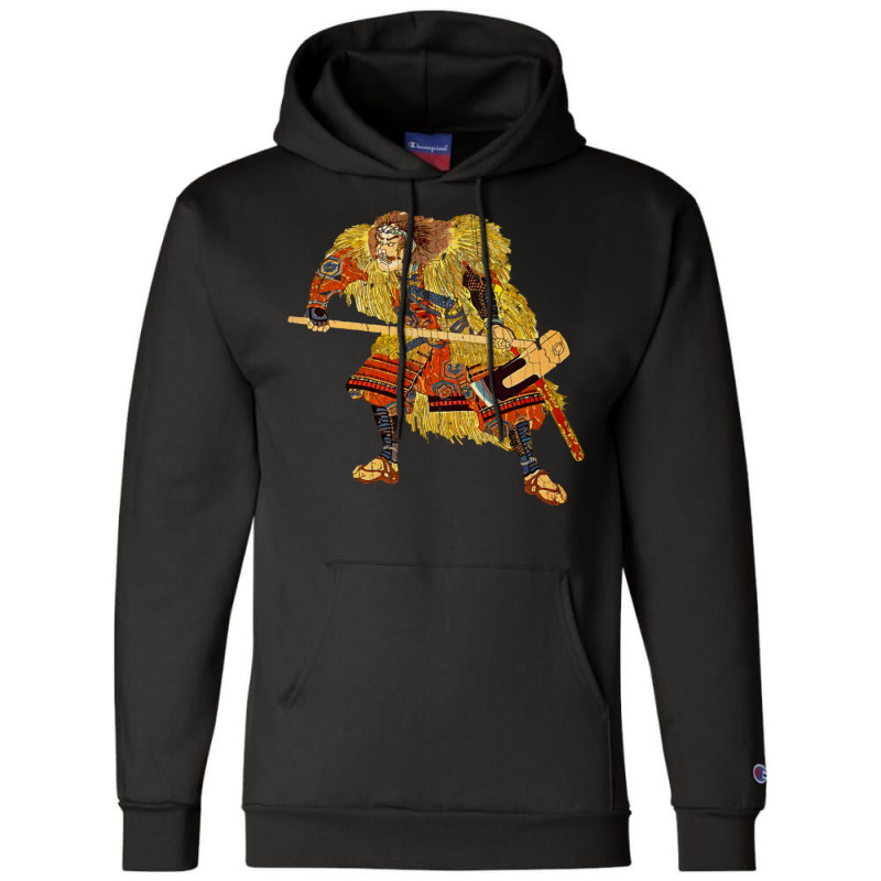 Samurai Warrior With Ax Crackle Texture Champion Hoodie by apolitery | Artistshot