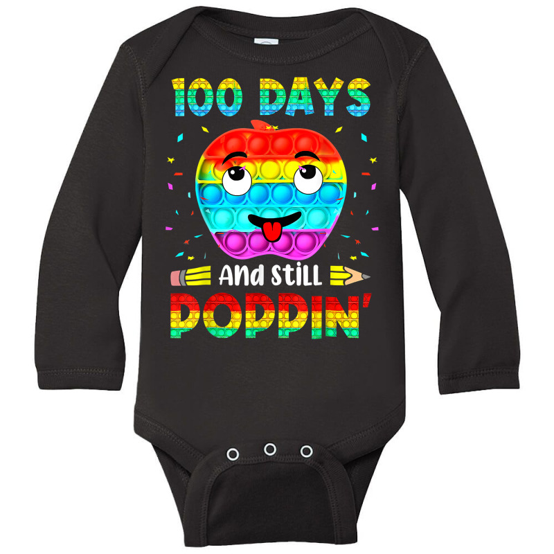 Happy 100 Days Of School And Still Poppin 100th Day Pop It T Shirt Long Sleeve Baby Bodysuit | Artistshot