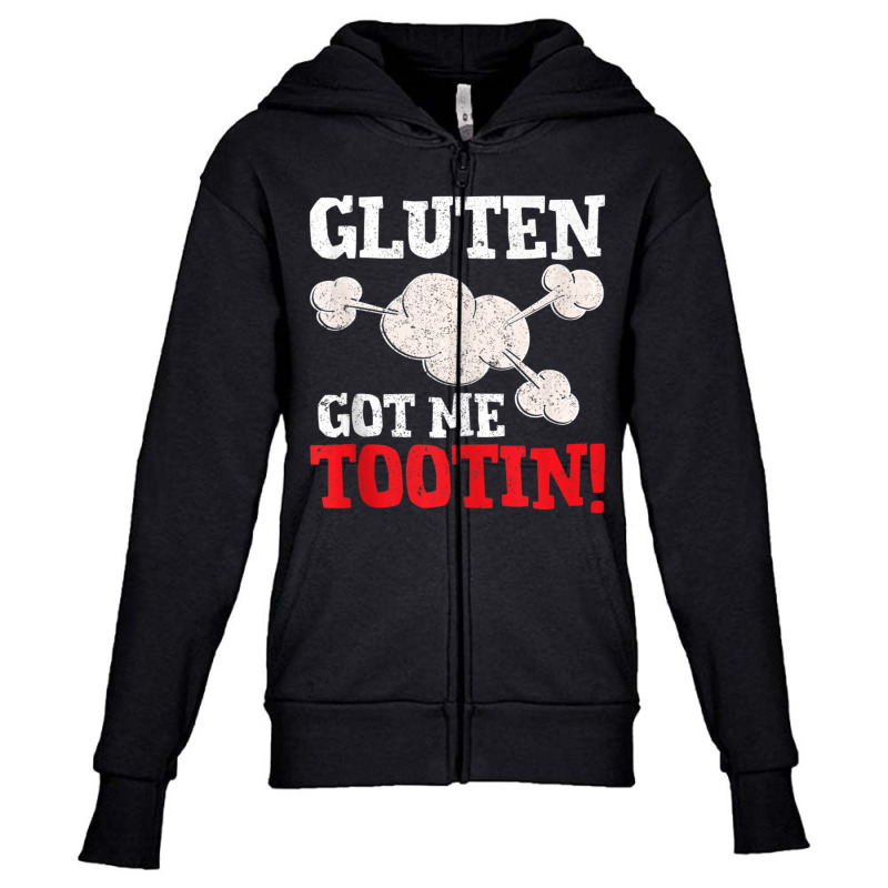 Gluten Got Me Tootin Wheat Barley Free Joke Youth Zipper Hoodie | Artistshot