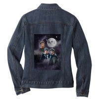 Nathan Fielder Dramatic Galaxy Wolf Print Style Ladies Denim Jacket | Artistshot