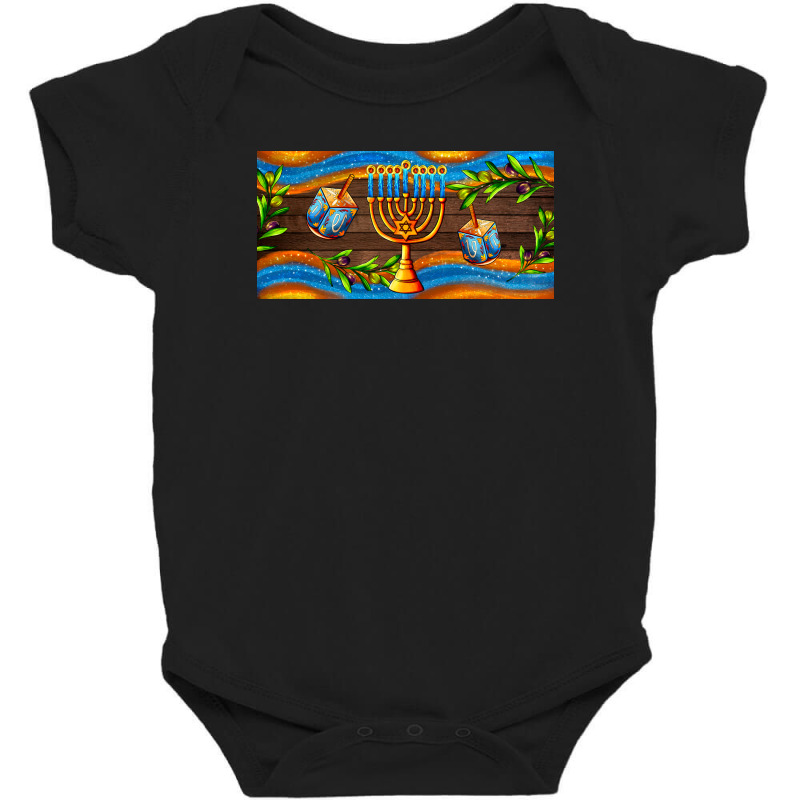 Hanukkah With Candlestick Baby Bodysuit by AdoDesignShop | Artistshot