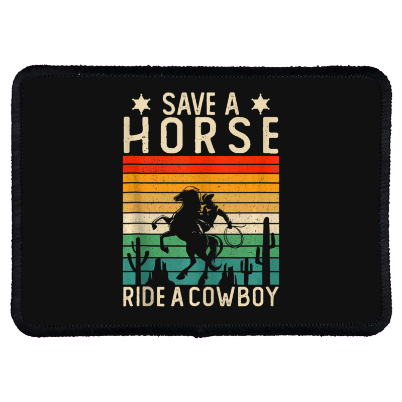 Horse Riding Adult Joke Save A Horse Ride A Cowboy Rectangle Patch | Artistshot