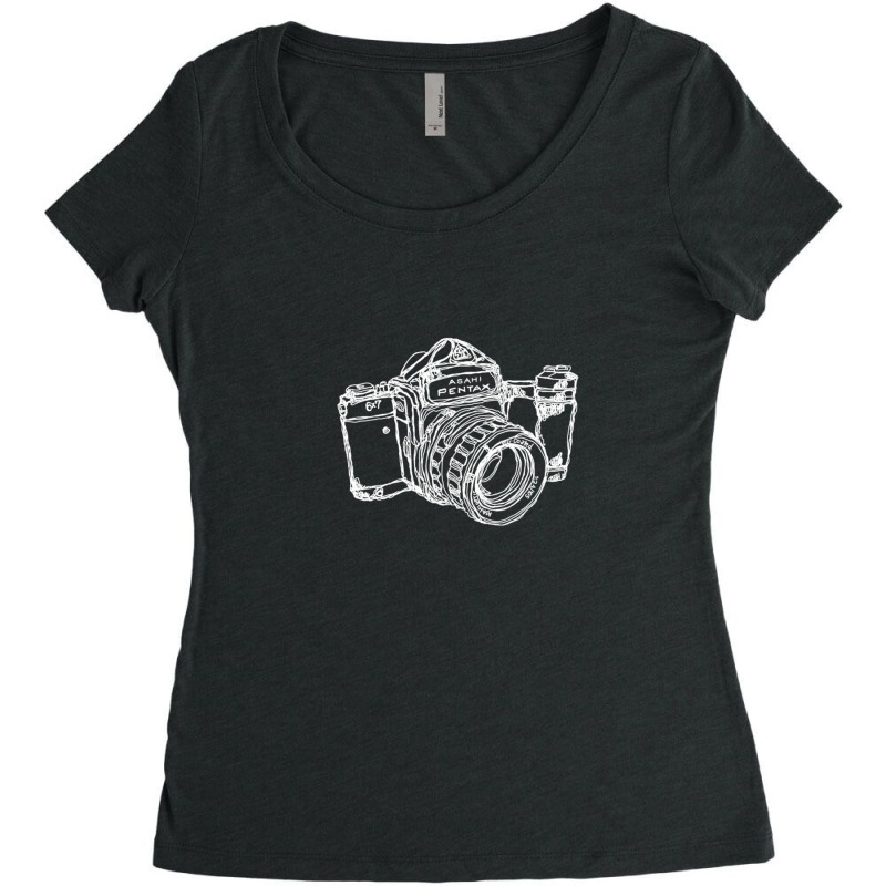 Pentax 6x7 Medium Format Camera White Ink 1 Women's Triblend Scoop T-shirt by CHARLOTTELYNNTAYLOR | Artistshot