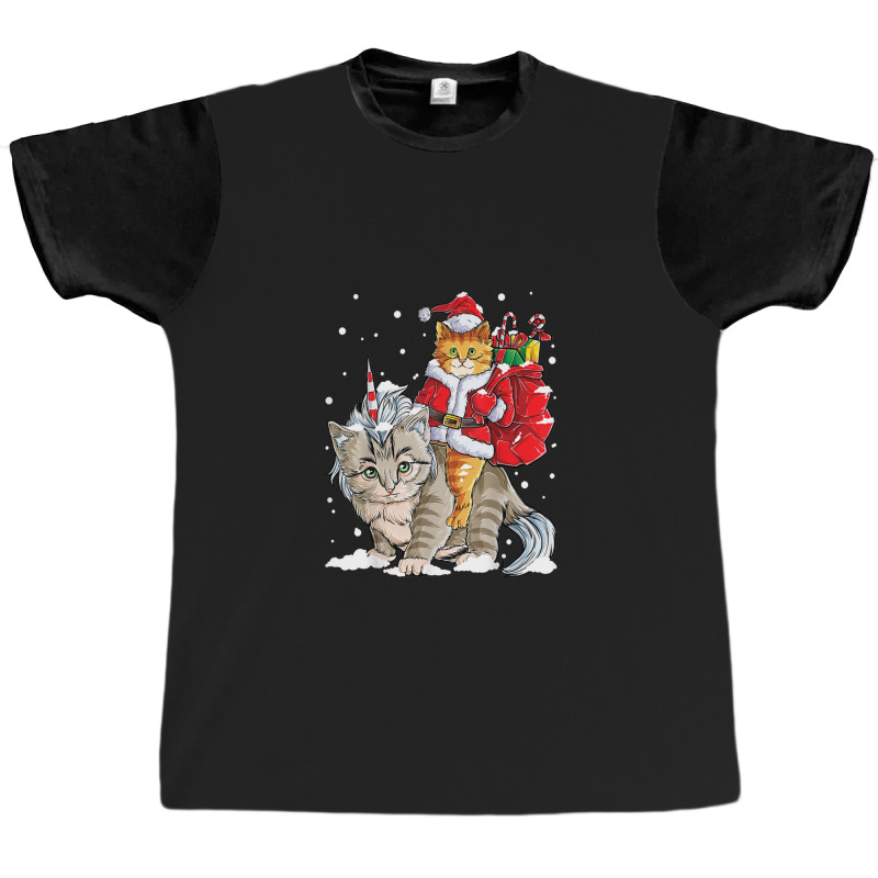 Black Cat Kitty Christmas Cat Christmas Gifts Santa Caticorn Unicorn Graphic T-shirt | Artistshot