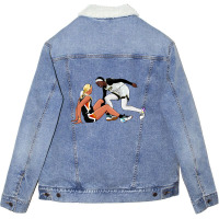 Kahleah Copper Staredown Cartoon Style Unisex Sherpa-lined Denim Jacket | Artistshot