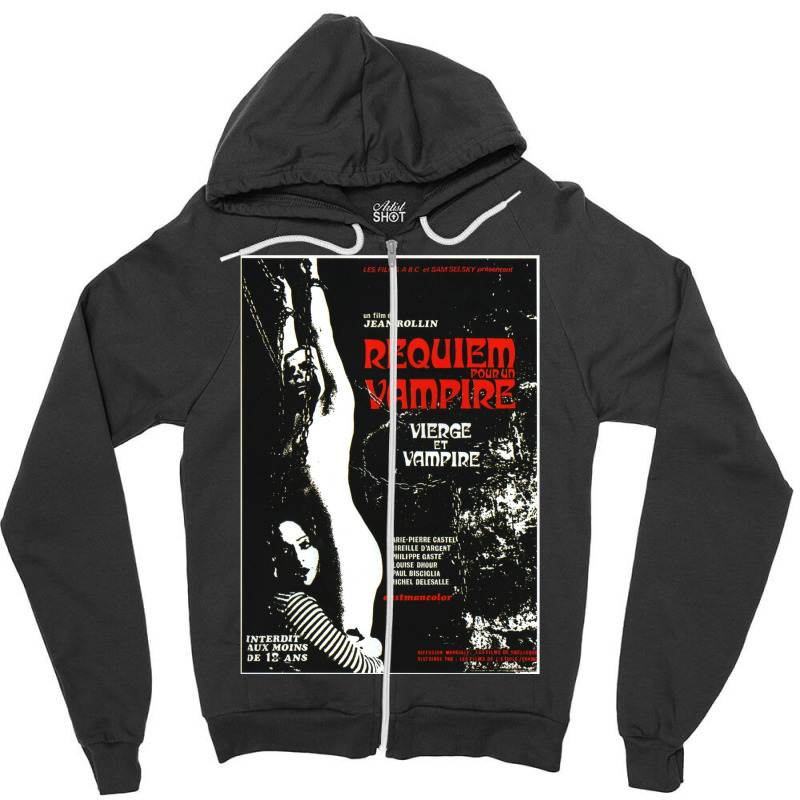 Vintage Movie Poster Horror   Retro Terror Vampire Requiem Zipper Hoodie | Artistshot