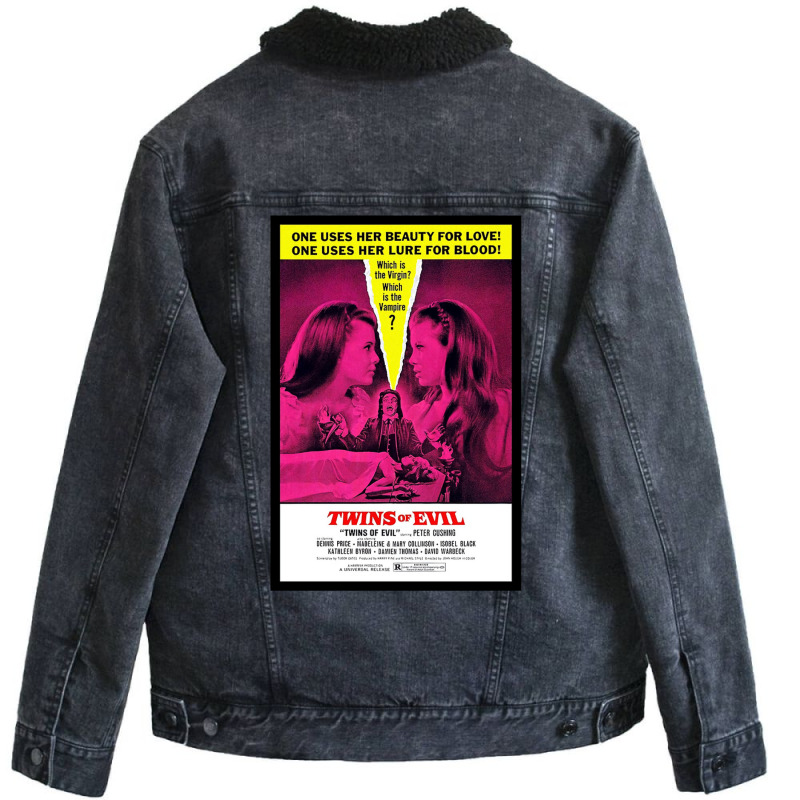 Vintage Movie Poster Horror Art Twins Of Evil Unisex Sherpa-lined Denim Jacket | Artistshot