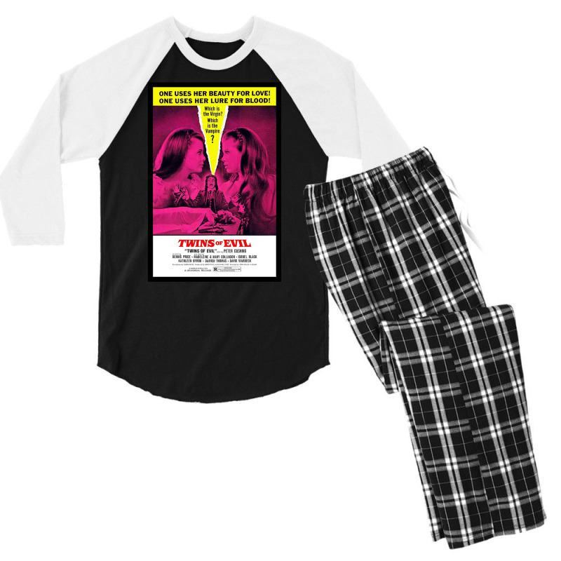 Vintage Movie Poster Horror Art Twins Of Evil Men's 3/4 Sleeve Pajama Set | Artistshot