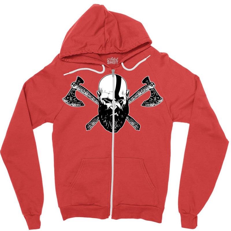 Viking Kratos Zipper Hoodie | Artistshot