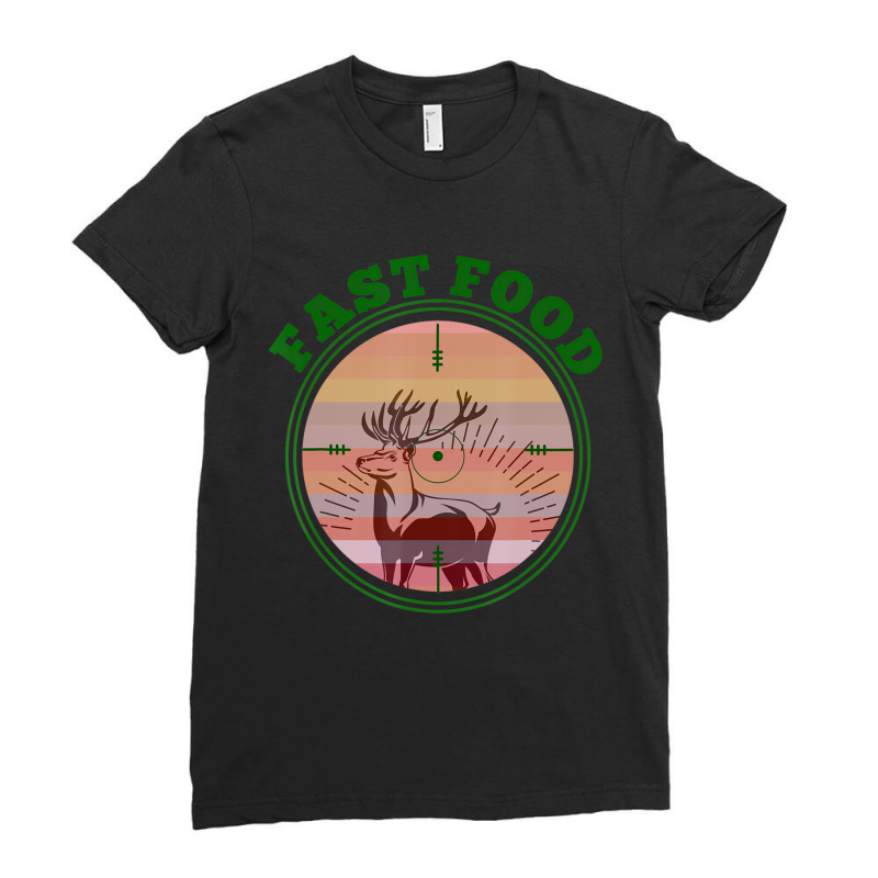 Deer Bow Hunting Fast Food Fun Hunting Christmas Ladies Fitted T-Shirt by namnguyen | Artistshot