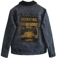 Warning Hardcore Gamer Unisex Sherpa-lined Denim Jacket | Artistshot