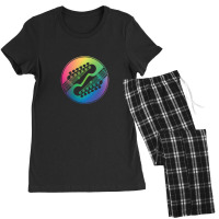 Electric Guitar Headstock Circle Colorful Gradient Theme Women's Pajamas Set | Artistshot