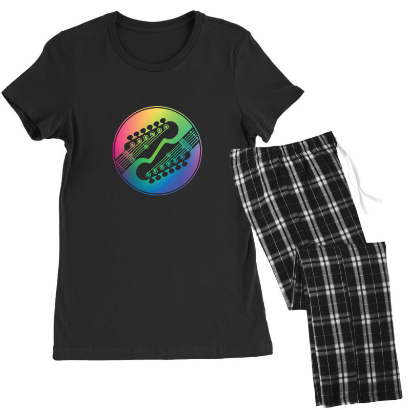 Electric Guitar Headstock Circle Colorful Gradient Theme Women's Pajamas Set by PatrickDougherty | Artistshot